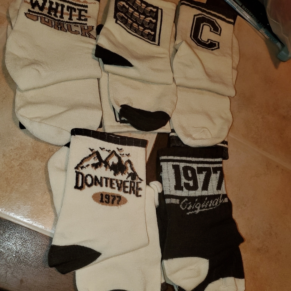 Men's Retro socks Cream and Brown Socks Set